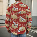 Crane Bird Kimono Pattern Print Men's Shirt Jacket