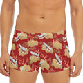 Crane Bird Kimono Pattern Print Men's Short Boxer Briefs