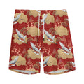 Crane Bird Kimono Pattern Print Men's Athletic Shorts