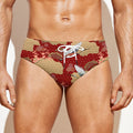Crane Bird Kimono Pattern Print Men's Swim Briefs