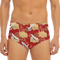 Crane Bird Kimono Pattern Print Men's Triangle Swim Briefs