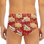Crane Bird Kimono Pattern Print Men's Triangle Swim Briefs