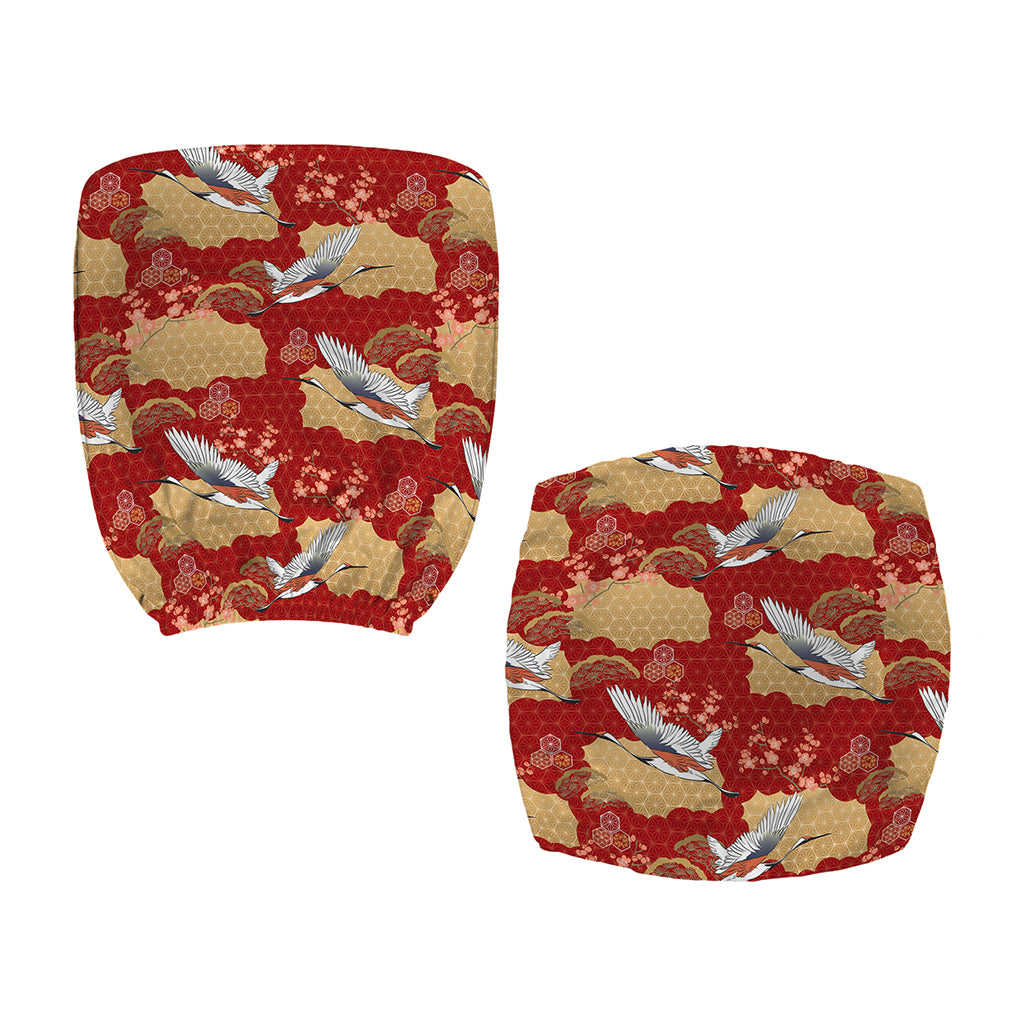Crane Bird Kimono Pattern Print Office Chair Cover