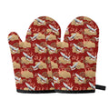 Crane Bird Kimono Pattern Print Oven Mitts