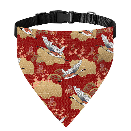 Crane Bird Kimono Pattern Print Over The Collar Dog Bandana