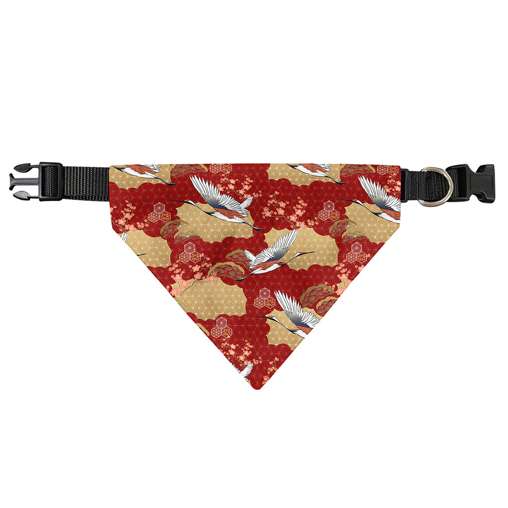 Crane Bird Kimono Pattern Print Over The Collar Dog Bandana