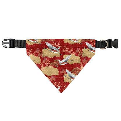 Crane Bird Kimono Pattern Print Over The Collar Dog Bandana