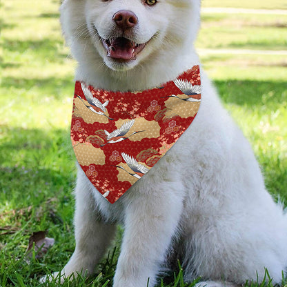 Crane Bird Kimono Pattern Print Over The Collar Dog Bandana
