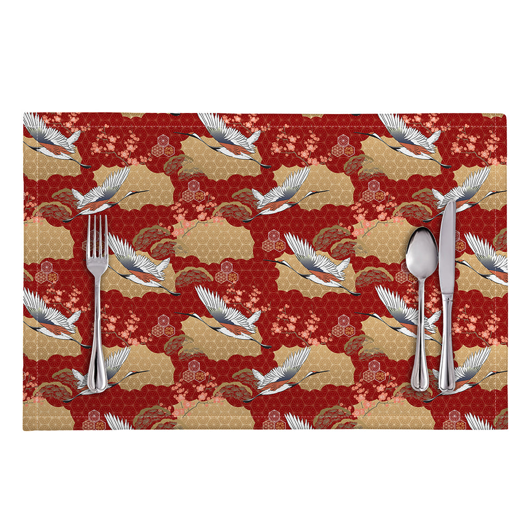 Crane Bird Kimono Pattern Print Placemat