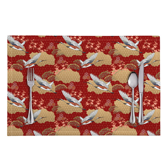 Crane Bird Kimono Pattern Print Placemat