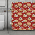 Crane Bird Kimono Pattern Print Polyester Shower Curtain