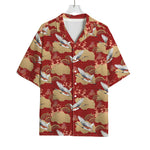 Crane Bird Kimono Pattern Print Rayon Hawaiian Shirt