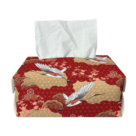 Crane Bird Kimono Pattern Print Rectangle Tissue Box Cover