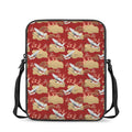 Crane Bird Kimono Pattern Print Rectangular Crossbody Bag