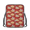 Crane Bird Kimono Pattern Print Rectangular Crossbody Bag