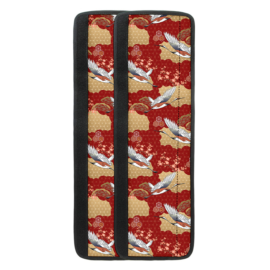 Crane Bird Kimono Pattern Print Refrigerator Handle Covers
