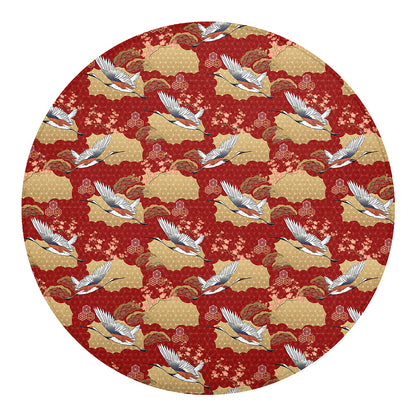 Crane Bird Kimono Pattern Print Round Blanket
