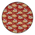 Crane Bird Kimono Pattern Print Round Floor Mat
