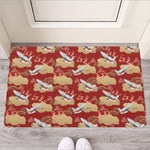 Crane Bird Kimono Pattern Print Rubber Doormat