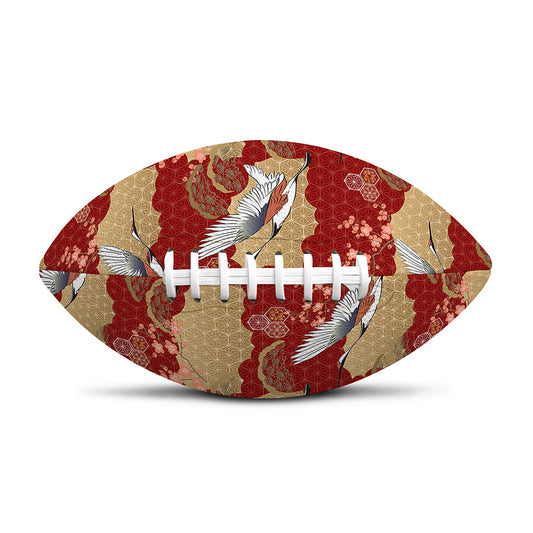 Crane Bird Kimono Pattern Print Rugby Ball