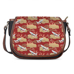 Crane Bird Kimono Pattern Print Saddle Bag