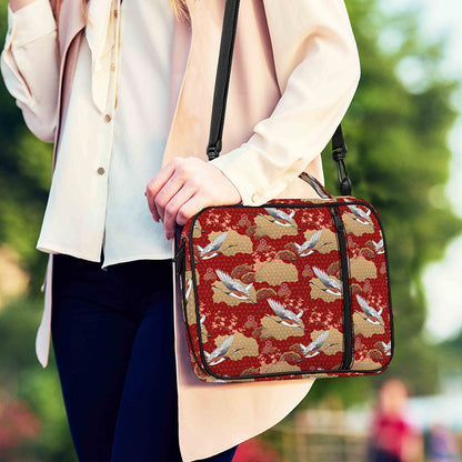Crane Bird Kimono Pattern Print Shoulder Strap Bible Bag