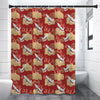 Crane Bird Kimono Pattern Print Shower Curtain