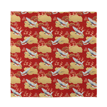 Crane Bird Kimono Pattern Print Silk Bandana