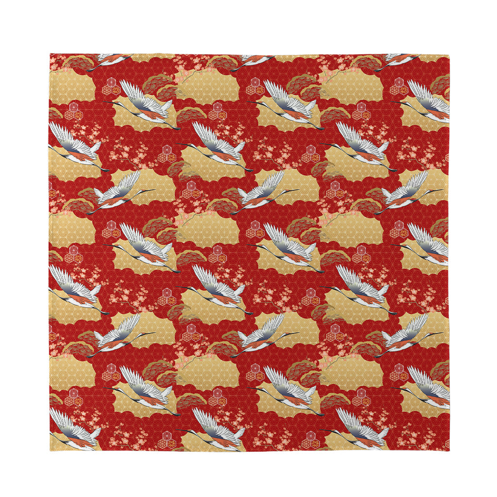 Crane Bird Kimono Pattern Print Silk Bandana