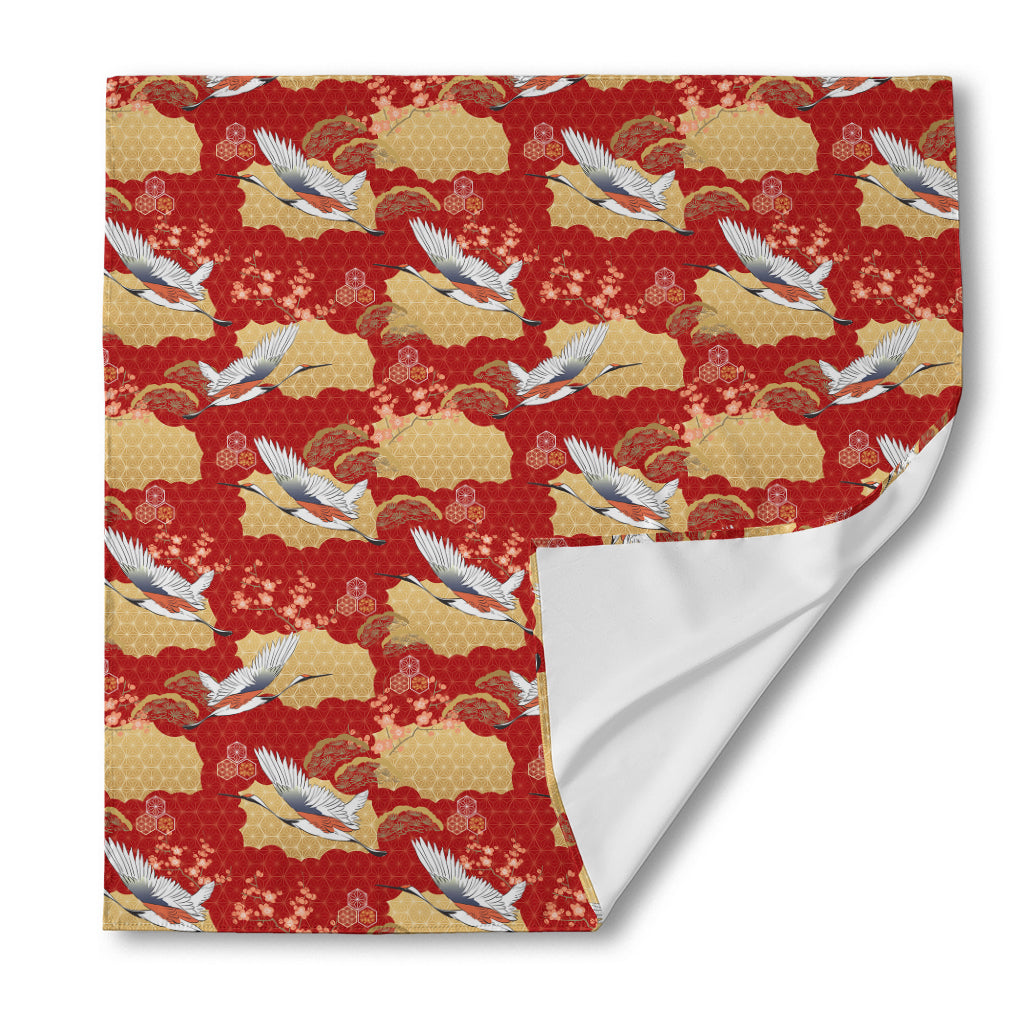 Crane Bird Kimono Pattern Print Silk Bandana