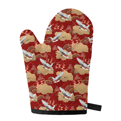 Crane Bird Kimono Pattern Print Single Oven Mitt