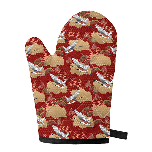 Crane Bird Kimono Pattern Print Single Oven Mitt
