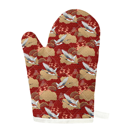 Crane Bird Kimono Pattern Print Single Oven Mitt