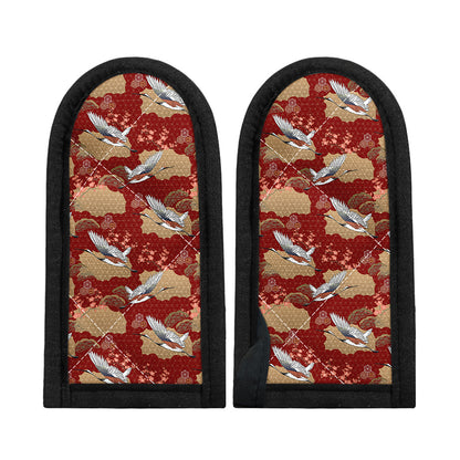 Crane Bird Kimono Pattern Print Skillet Handle Cover