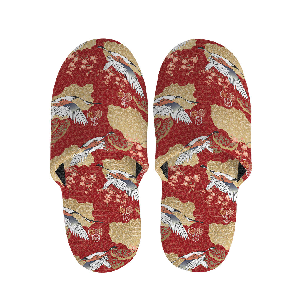 Crane Bird Kimono Pattern Print Slippers