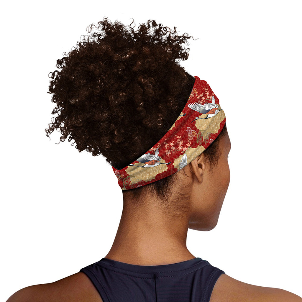 Crane Bird Kimono Pattern Print Sports Headband