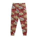 Crane Bird Kimono Pattern Print Sweatpants