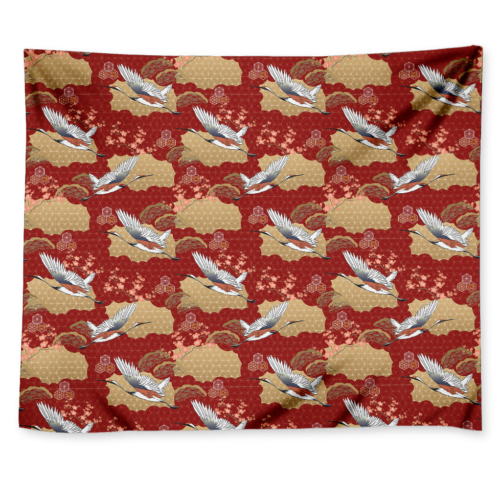 Crane Bird Kimono Pattern Print Tapestry