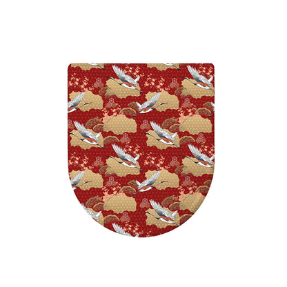 Crane Bird Kimono Pattern Print Toilet Lid Cover