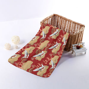 Crane Bird Kimono Pattern Print Towel