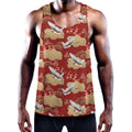 Crane Bird Kimono Pattern Print Men's Workout Tank Top