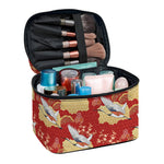 Crane Bird Kimono Pattern Print Travel Makeup Bag