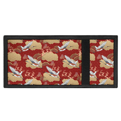 Crane Bird Kimono Pattern Print Trifold Wallet