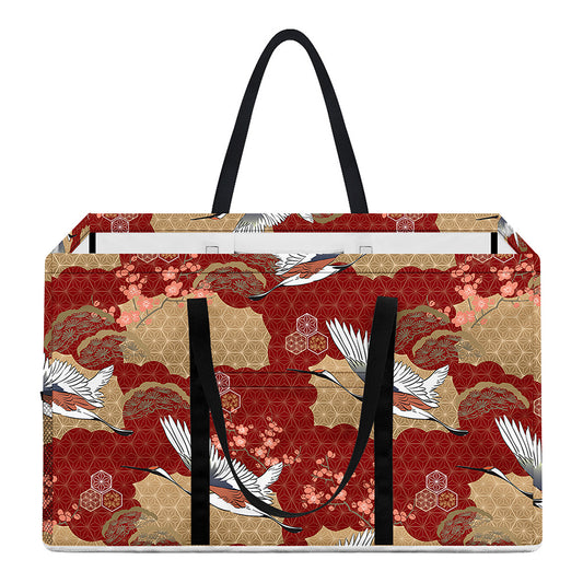 Crane Bird Kimono Pattern Print Utility Tote Bag