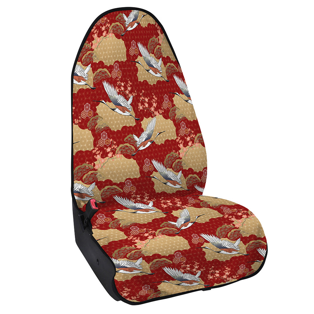 Crane Bird Kimono Pattern Print Waterproof Car Seat Cover