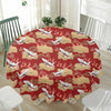 Crane Bird Kimono Pattern Print Waterproof Round Tablecloth