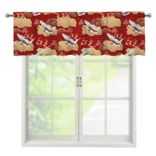 Crane Bird Kimono Pattern Print Window Valance