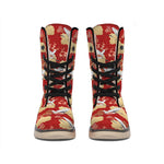Crane Bird Kimono Pattern Print Winter Boots