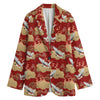 Crane Bird Kimono Pattern Print Women's Cotton Blazer