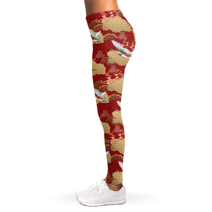 Crane Bird Kimono Pattern Print Women's Leggings